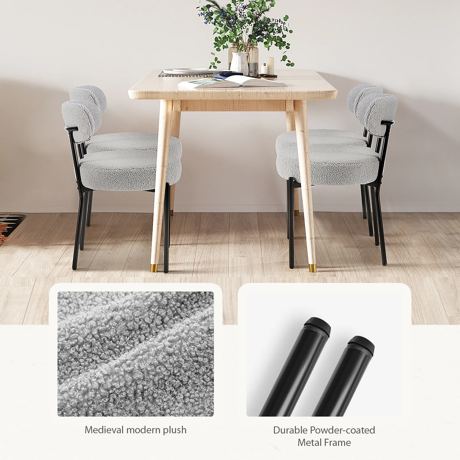 White Cushion Black Steel Frame Comfortable Dining Room Chair - Image 7
