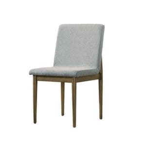 Natural Tone Frame Light Gray Fabric Set Of 2pc Side Chairs Dining Room Furniture Chair Upholstered Seat