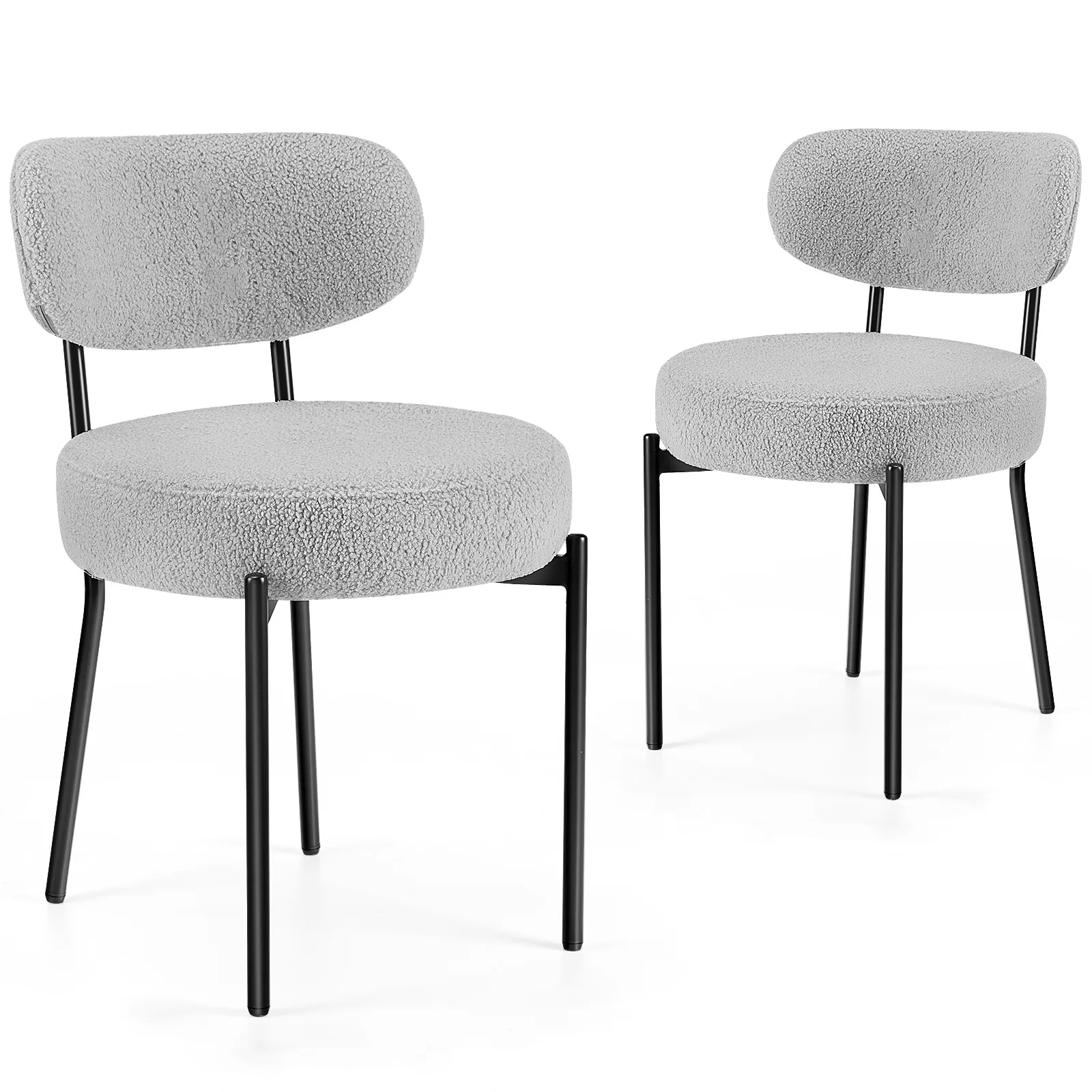 White Cushion Black Steel Frame Comfortable Dining Room Chair - Image 3